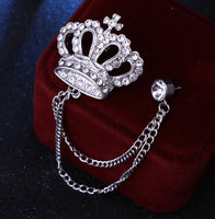 Crown King Brooch Gold Silver Plated Stunning Diamonte Celebrity Queen Pin U13