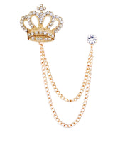 Crown King Brooch Gold Silver Plated Stunning Diamonte Celebrity Queen Pin U13
