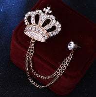 Crown King Brooch Gold Silver Plated Stunning Diamonte Celebrity Queen Pin U13