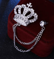 Crown King Brooch Gold Silver Plated Stunning Diamonte Celebrity Queen Pin U13