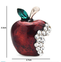 Stunning vintage look gold plated red apple designer brooch broach pin jjj54