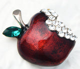 Stunning vintage look gold plated red apple designer brooch broach pin jjj54