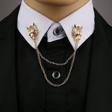 Stunning gold plated vintage look retro wolf collar chain brooch lapel pin z29