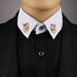 Stunning gold plated vintage look retro wolf collar chain brooch lapel pin z29