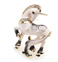 Unicorn brooch white enamel vintage look celebrity broach gold plated pin ggg95