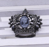 Crown brooch stunning vintage look antique silver plated stones royal princess g