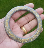 Sikh kara sarbloh floral engraved bangle singh kaur khalsa pure iron kada v14