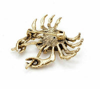Stunning vintage look copper colour cream crab designer brooch broach pin b55