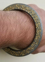 Sikh kara sarbloh floral engraved bangle singh kaur khalsa pure iron kada v8