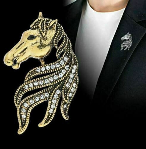 Stunning vintage look gold plated retro horse celebrity brooch broach pin mk3