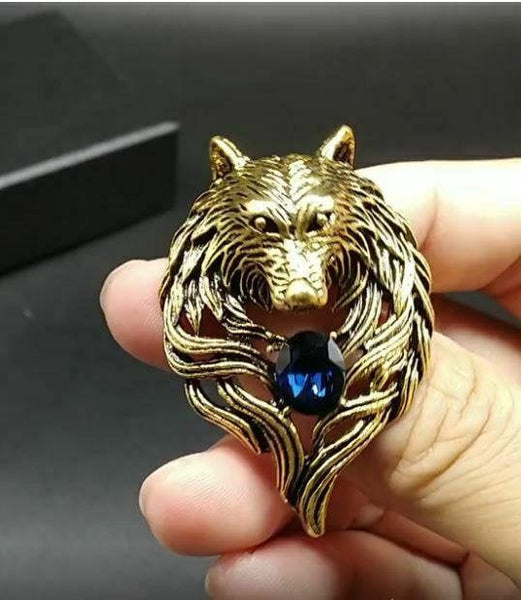 Stunning vintage look gold plated retro wolf celebrity brooch broach pin z18