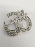 Stunning diamonte silver plated om hindu religious brooch cake broach pin gift