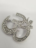 Stunning diamonte silver plated om hindu religious brooch cake broach pin gift