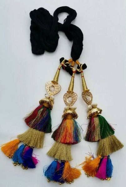 Indian punjabi pranda mehndi jagoo mirror bridal patiala paranda hair braid rrr3