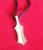 Stainless steel chunky sikh singh sword khanda & kangha pendant in black thread