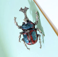 Beetle brooch vintage look silver plated suit coat broach collar cross pin ggg53