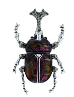 Beetle brooch vintage look silver plated suit coat broach collar cross pin ggg53