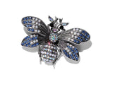 Honey bee brooch stunning silver plated blue diamante suit coat broach pin ggg38