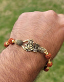 Rudraksh mala natural beads evil eye protection lucky lord ganesh bracelet cc22