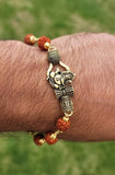 Rudraksh mala natural beads evil eye protection lucky lord ganesh bracelet cc22
