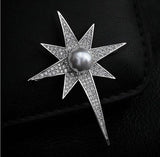 Stunning vintage look silver plated crystal star design brooch broach pin b46