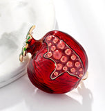 Stunning vintage look gold plated red pomegranate designer brooch broach pin j53