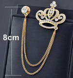 Crown king brooch gold silver plated stunning diamonte celebrity queen pin u12