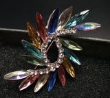 Multicolour design big brooch vintage look gold plated suit coat broach pin gg20