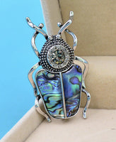 Silver plated beetle brooch retro vintage look highend design celebrity pin gg27