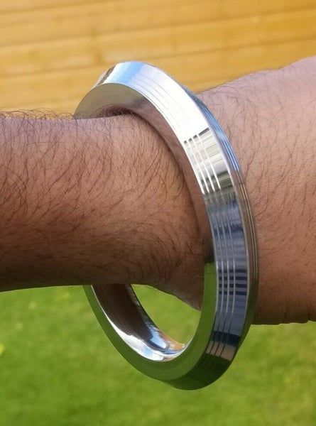 Sikh kara stainless steel chunky lines design kada singh kaur karra bangle w4