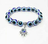 Authentic Turkey Glass Bead Evil Eye Protection Hamsa Hand Fatima Palm Bracelet U87