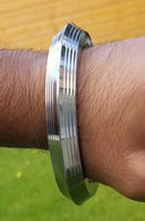 Sikh kara stainless steel chunky lines design kada singh kaur karra bangle w4