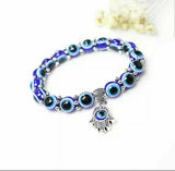 Authentic Turkey Glass Bead Evil Eye Protection Hamsa Hand Fatima Palm Bracelet U87