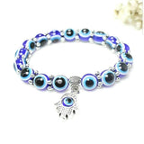 Authentic Turkey Glass Bead Evil Eye Protection Hamsa Hand Fatima Palm Bracelet U87