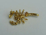 Gold plated scorpion brooch star sign cake pin - birth sign talisman protection