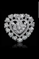 Heart brooch silver plated christmas new year stunning diamonte pin broach rrr