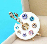 Vintage look gold plated stunning draw palette brooch suit coat broach pin b49k