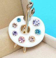 Vintage look gold plated stunning draw palette brooch suit coat broach pin b49k