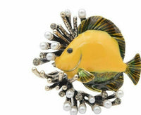 Fish celebrity brooch stunning vintage look gold plated retro broach pin f11 new