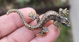 Vintage look gold plated stunning lizard gecko brooch suit coat broach pin b65