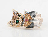Stunning vintage look gold plated retro cat enamel celebrity brooch broach pin f