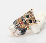 Stunning vintage look gold plated retro cat enamel celebrity brooch broach pin f