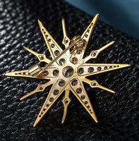 Starburst celebrity brooch pin stunning vintage look gold plated broach jjj35g