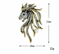 Stunning vintage look gold plated retro lion celebrity brooch broach pin f2