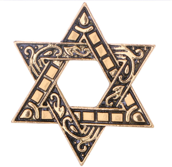 Israel star brooch gold silver plated jewish broach celebrity queen pin s13 jew