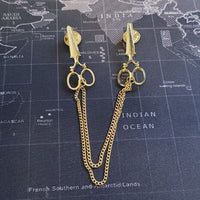 Scissors cross brooch vintage look gold plated celebrity broach queen pin s8