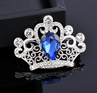 Crown brooch stunning vintage look silver plated stones royal design broach zy4