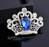 Crown brooch stunning vintage look silver plated stones royal design broach zy4