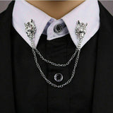 Stunning silver plated vintage look authentic wolf collar chain brooch pin z30