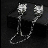 Stunning silver plated vintage look authentic wolf collar chain brooch pin z30